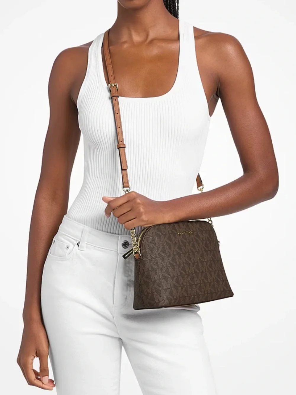 Michael Kors Cindy Signature Logo Dome Crossbody Bag